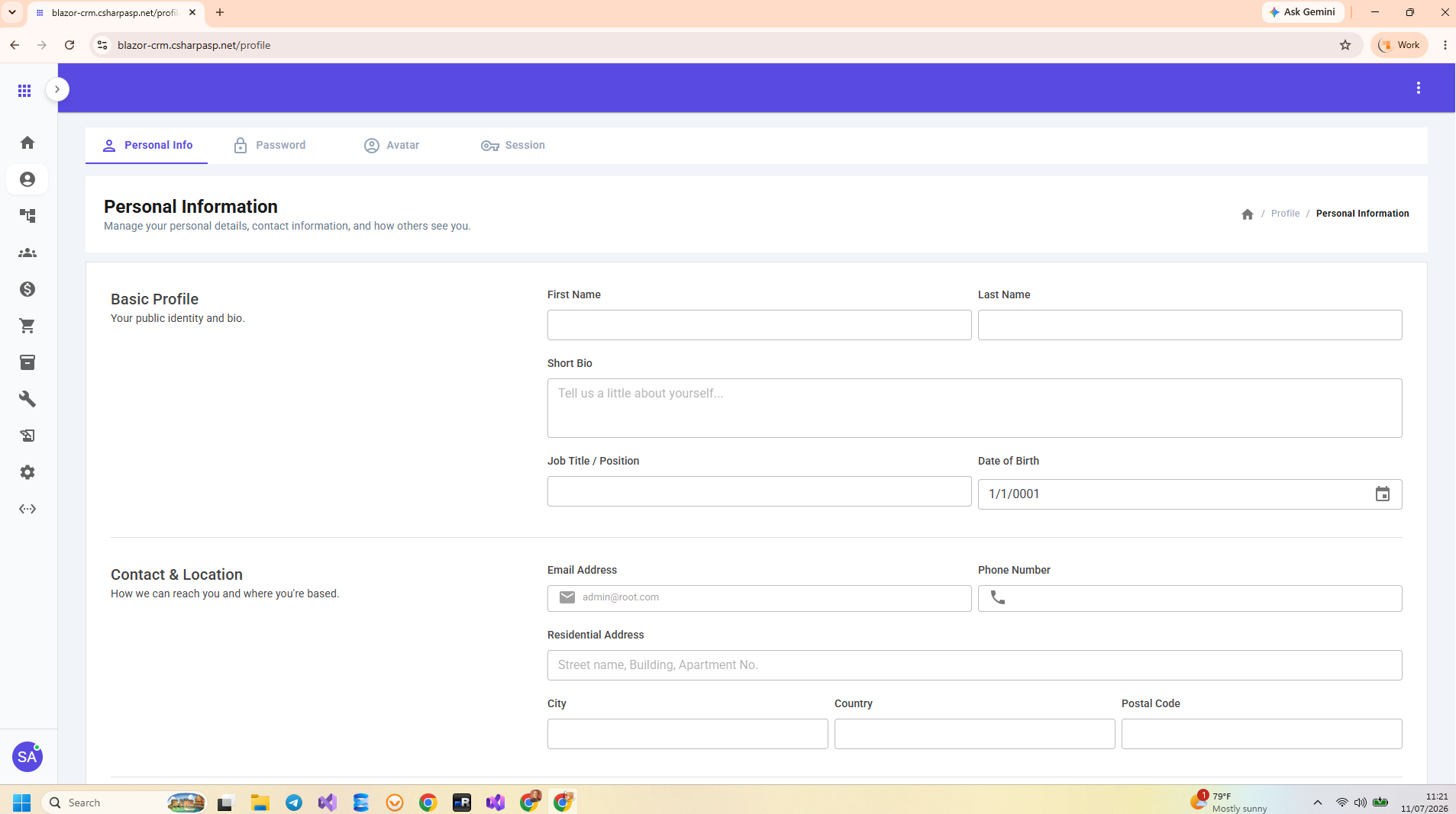 Blazor CRM Data Management