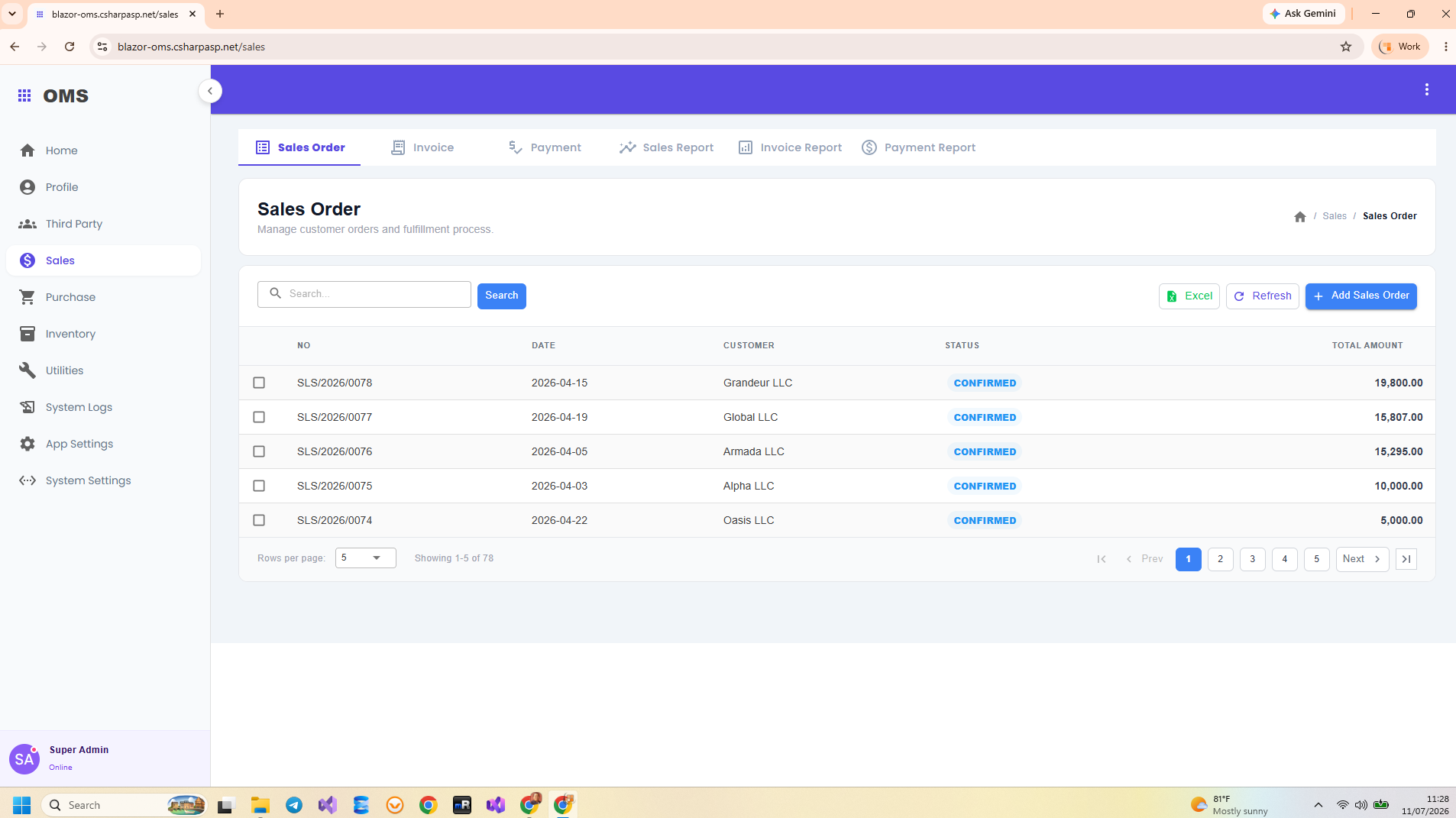 Blazor OMS Deal Tracking
