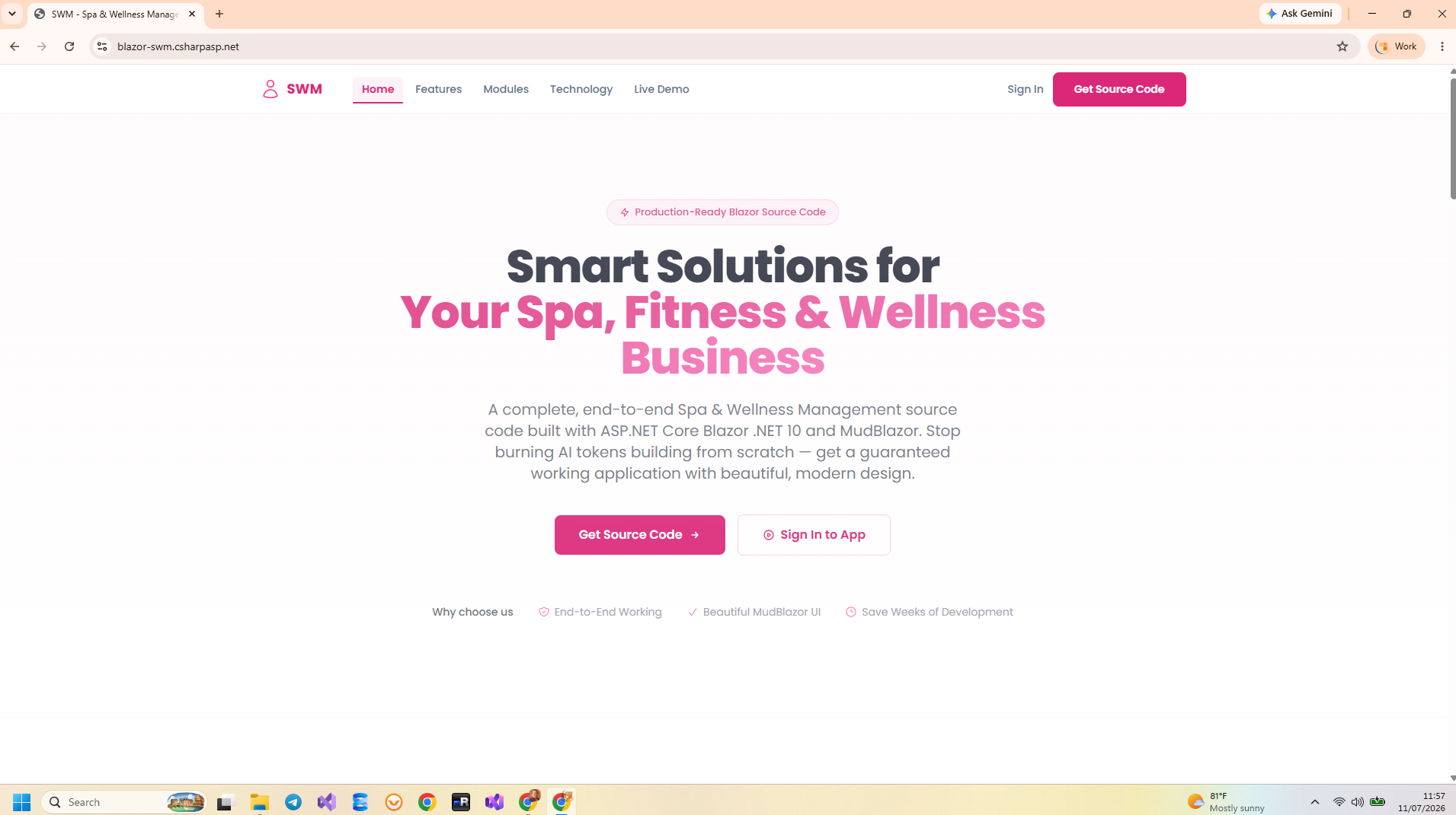 Blazor SWM Dashboard — Spa & Wellness Management .NET 10 Blazor Server