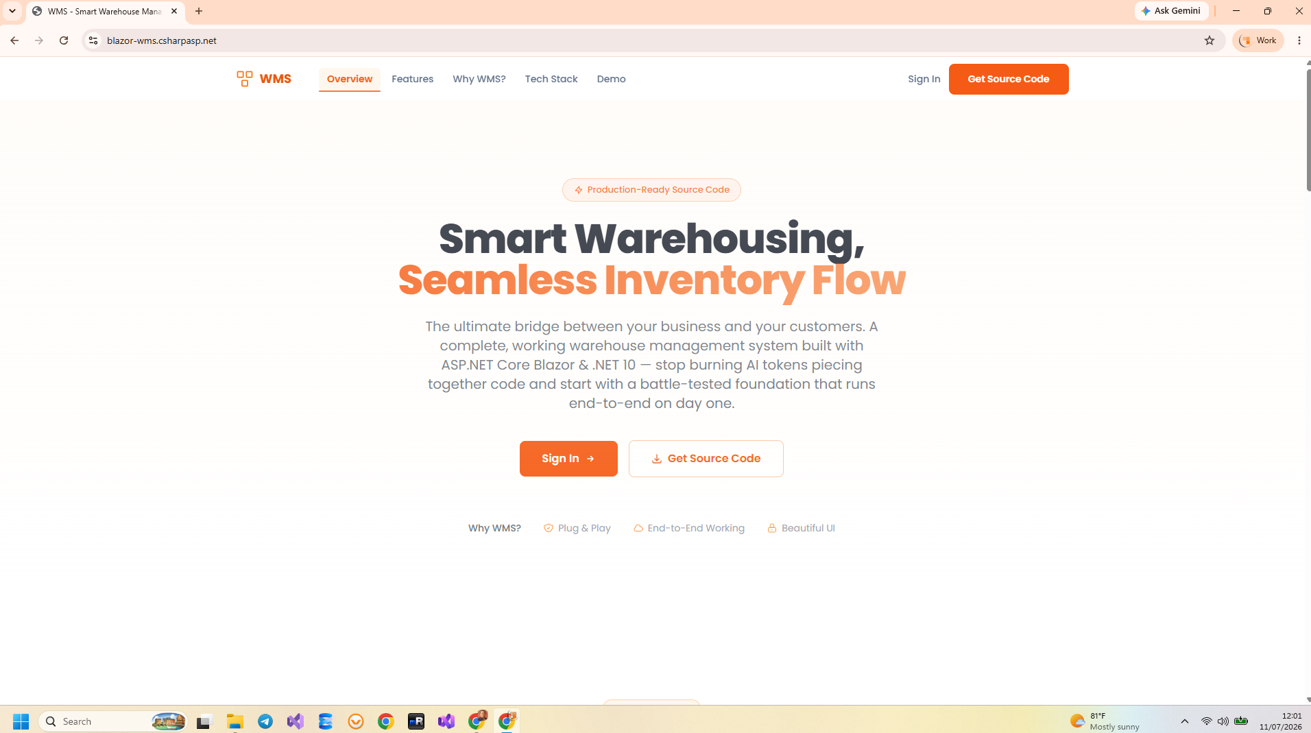 Blazor WMS Dashboard — Warehouse Management System .NET 10 Blazor Server
